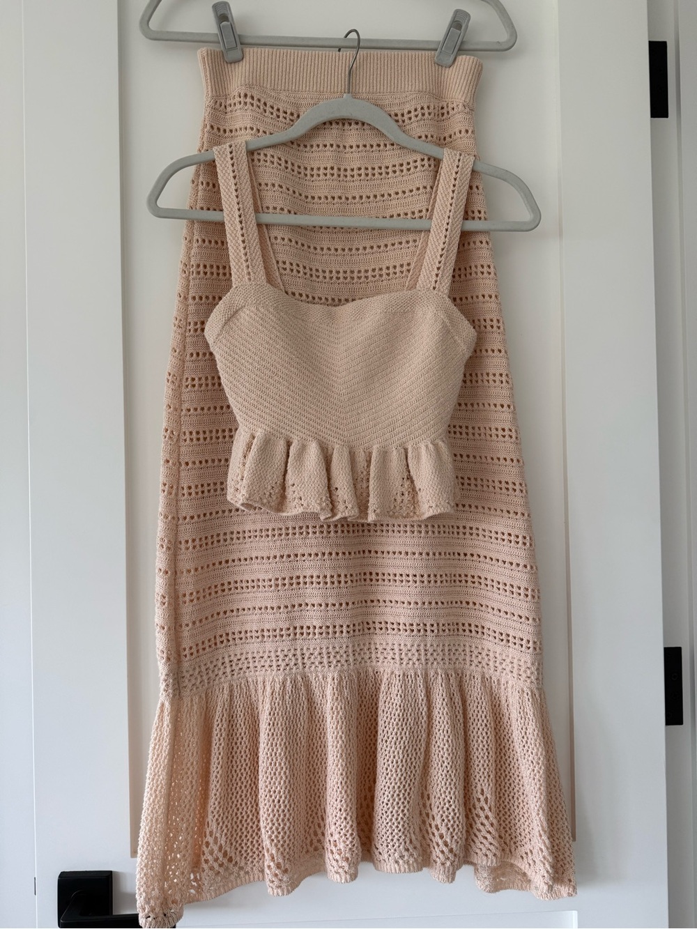 A.L.C. Knit Crop Top & Midi Skirt Two Piece Set – Cream– Size S